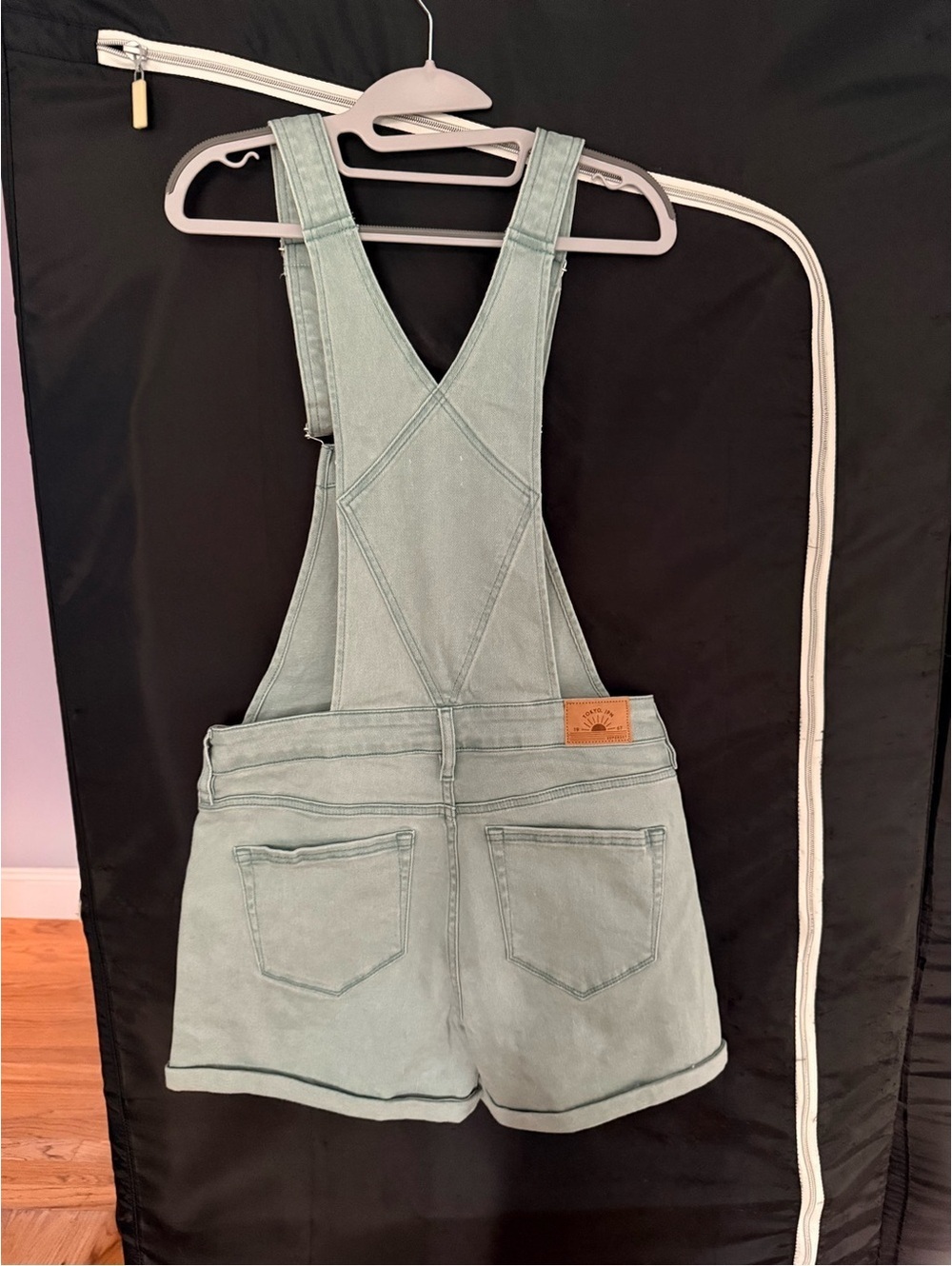 SUPERDRY Utility Dungaree Shortalls Fossil Green US 10 NWOT - Picture 3 of 6